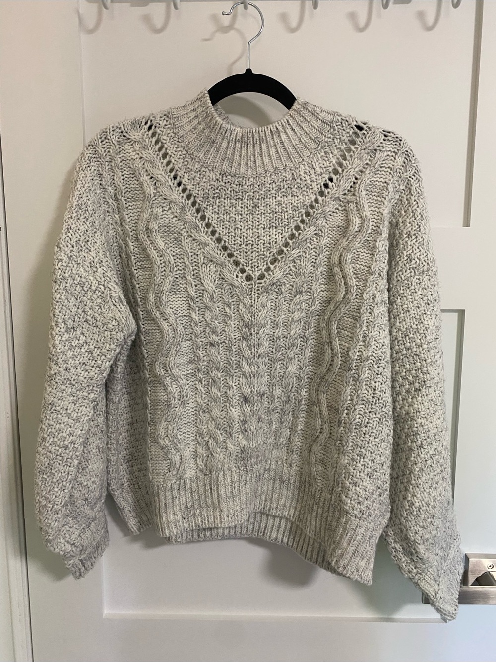 Heartloom Heathered Cream Cable Turtleneck Sweater